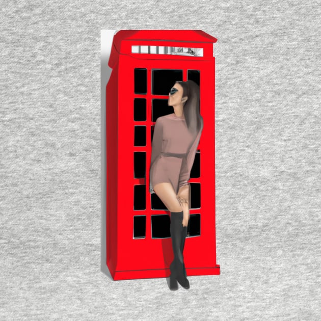 Girl in an English phone booth by Designs and Dreams